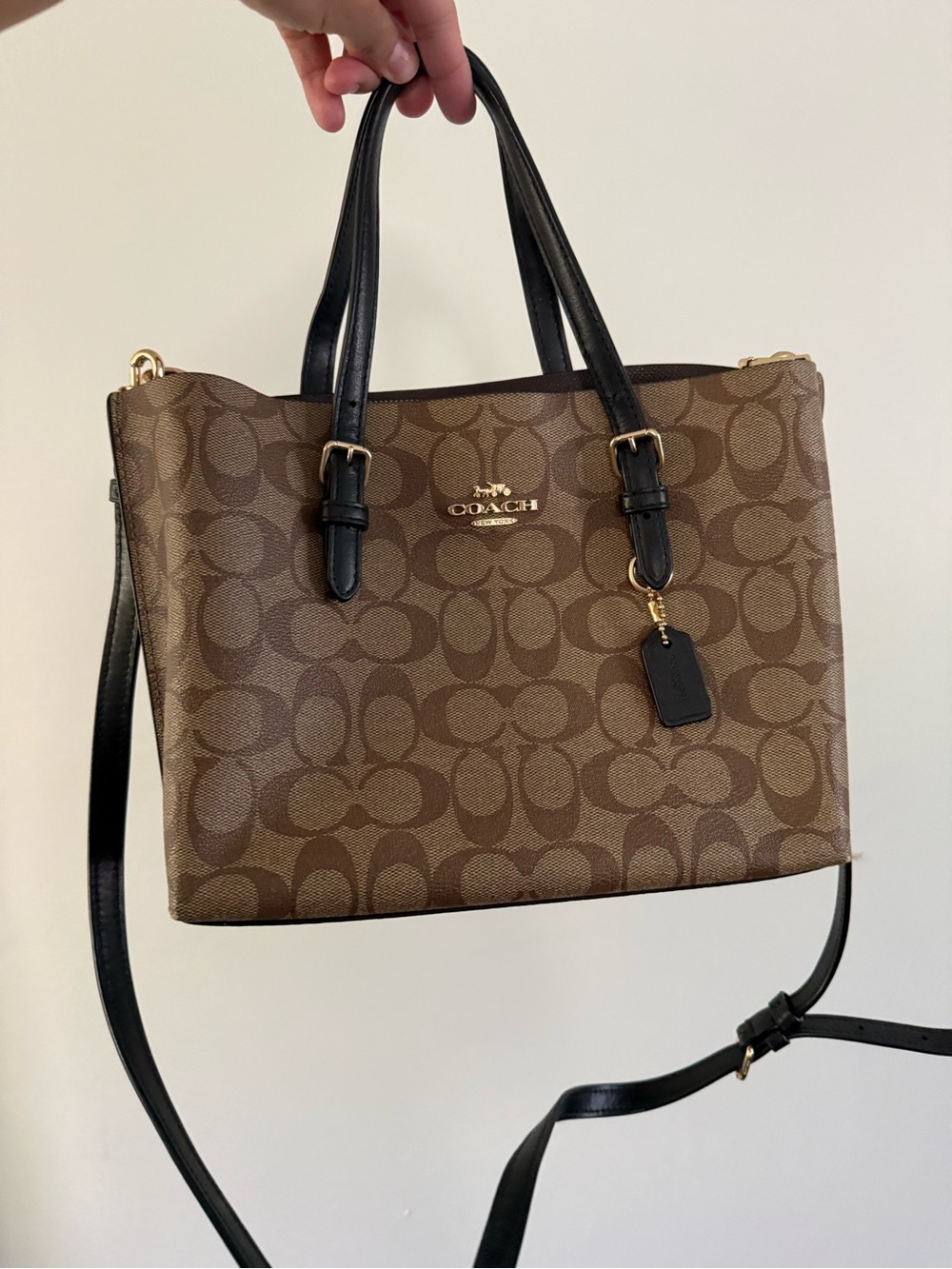 Coach Brown Signature Canvas Tote with Black Trim